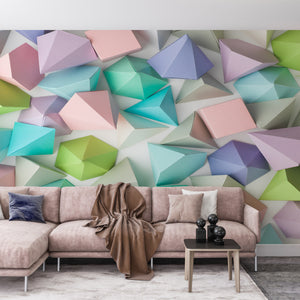 Texture Wallpaper | Colorful Geometrical Triangles Wall Mural