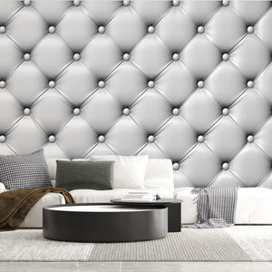 Modern Wallpaper With Texture | Silver Leather Texture Imitation Wallpaper