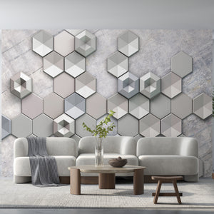 Interior Wall Paper Texture | Grey Geometrical Wall Mural