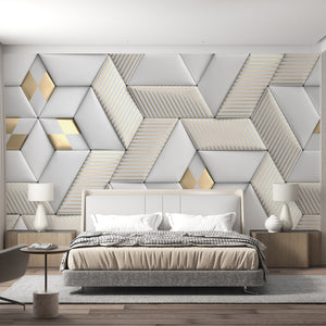  3D Soft Geometry Tiles Wallpaper
