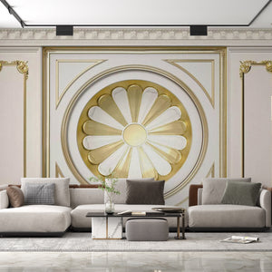 Wall Mural Texture | White & Gold Classic Wallpaper