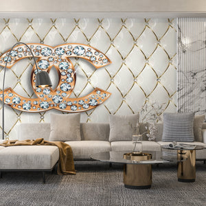 Wall Mural Texture | Chanel Logo with Diamonds Wallpaper