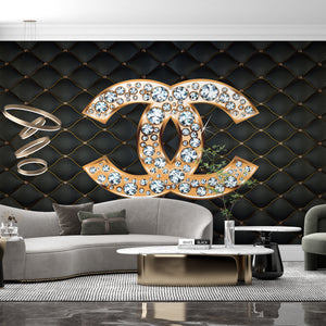Modern Wallpaper With Texture | Chanel Logo with Diamonds Wallpaper