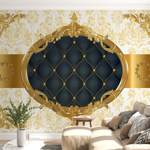 Texture Wallpaper for Walls | Gold and White Classic Ornament Wallpaper