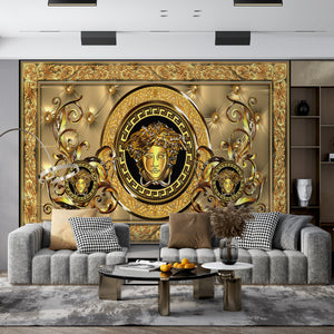 Wall Mural Texture | Versace Logo and Golden Elements Wallpaper