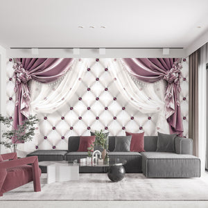 Wall Mural Texture | Pink Classic Curtains Wall Mural