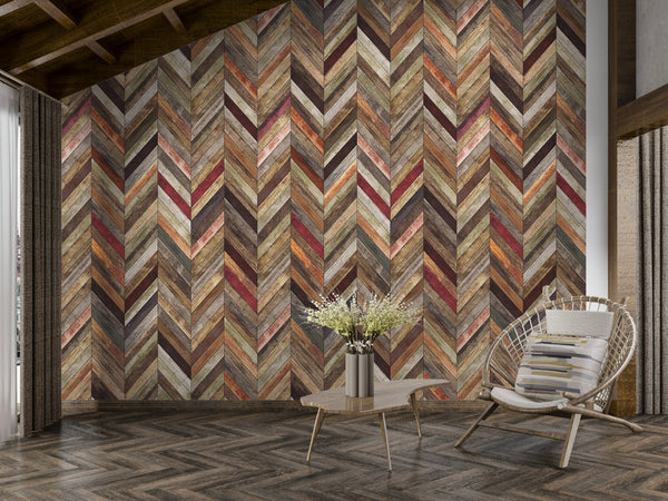 Interior Wall Paper Texture | Mosaic Wooden Ornament Wallpaper