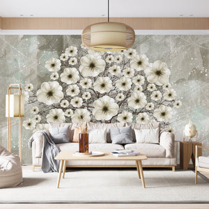 Wall Mural Fantasy | Ivery Flower Tree Wall Mural