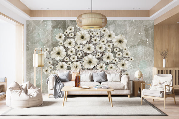 Wall Mural Fantasy | Ivery Flower Tree Wall Mural