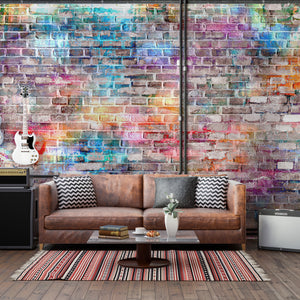 Abstract Wallpaper Mural | Colorful Briks Wallpaper Mural