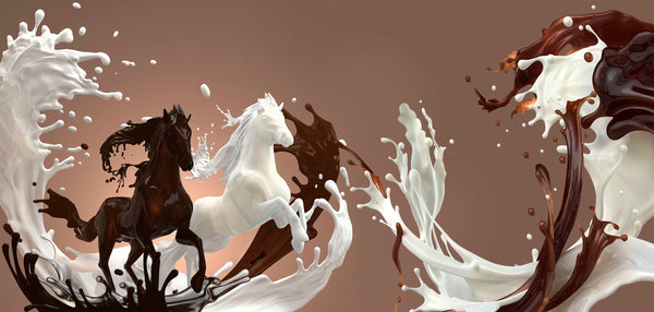Wallpaper Mural, Brown & White Running Horses Wallpaper, Milk Horses Wall Mural