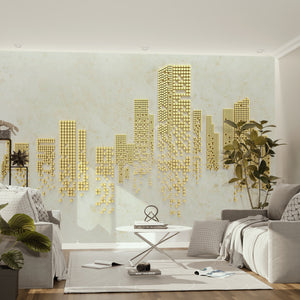 Abstract Wallpaper Mural | Gold Asbstract Skyline Wallpaper