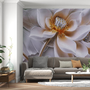  Large Beige Flower Wallpaper