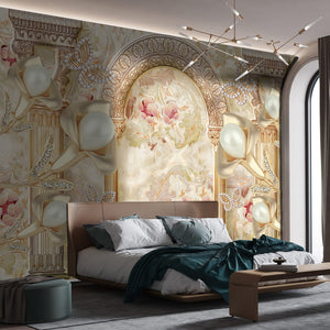 Fantasy Wallpaper | Gold Lily Flowers Wall Mural