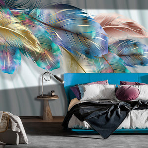 Fantasy Wallpaper | Colorful Feathers Wall Mural