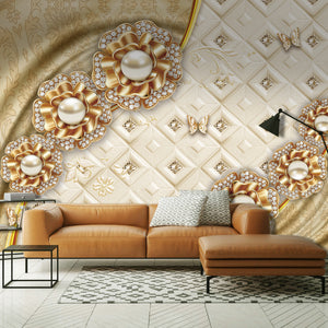 Fantasy Wallpaper | Gold Flower Brooch Wall Mural