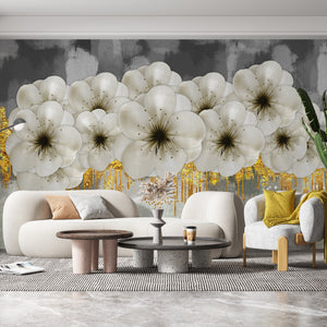 Wall Mural Fantasy | Ivery White Flowers Wall Mural