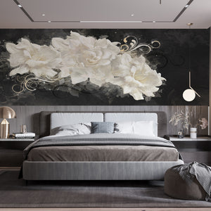Wall Mural Fantasy | White Ivery Rose Flowers Wallpaper