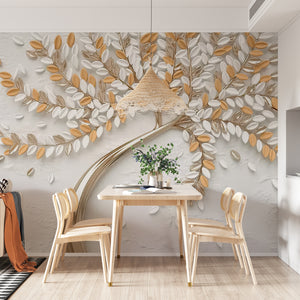 Fantasy Wallpaper | Orange & White Tree Leaves Wallpaper