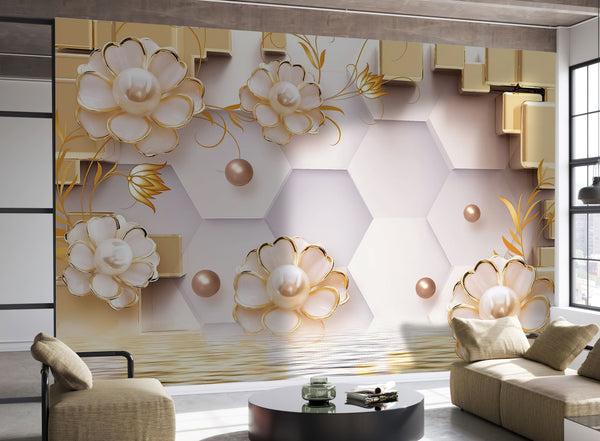 Wall Mural Fantasy | Pearl Flowers Wall Mural
