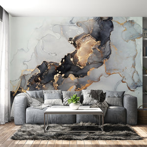  Abstract Gold & Black Alcohol Ink Wallpaper