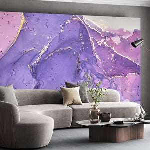 Purple & Gold Fluid Art Wall Mural 