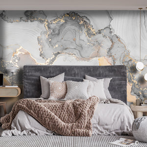  Grey & Gold Marble Wall Mural