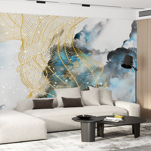  Natural Blue and Gold Wall Mural 