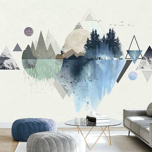  Modern Geometrical Forest & Moon Wallpaper