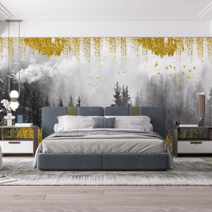  Landscape Forest Tree and Golden Elements Wallpaper