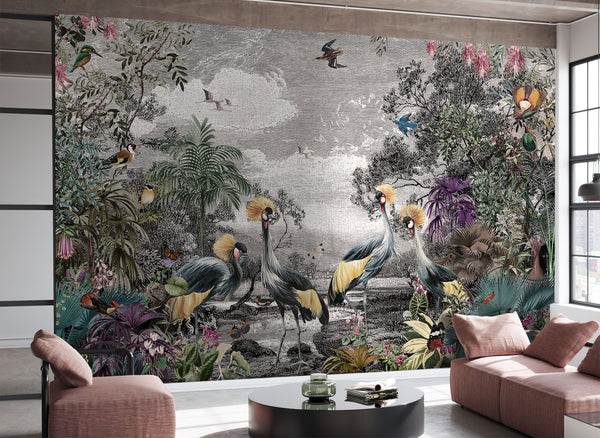 Fresco Mural | Tropical Birds Chinoiserie Wallpaper
