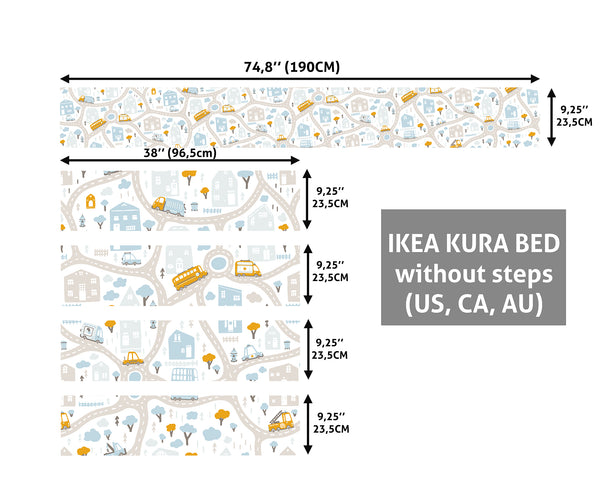 Kura Bed Decals , Cars IKEA Kura Bed Decal for Boys, Nursery Ikea Decal, Traffic Jam Ikea bunk bed stickers, Wrap for kura bed, Peel & Stick, Removable Decal