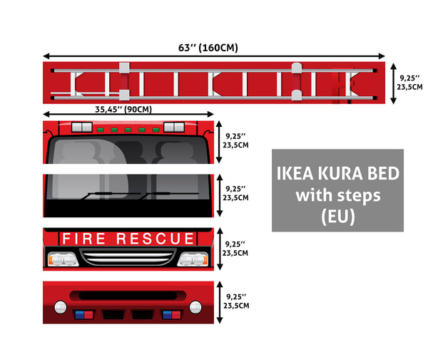 Kura Bed Stickers, Firetruck Kura Bed Ikea Kura Bed Decal, Decal for Boys Red Car, Ikea bunk bed sticker, Wrap kura bed, Peel & Stick Vinyl, Removable Decal