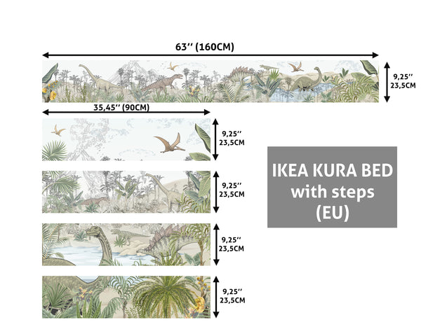 Decals For Kura Bed, Watercolor Dinosaur World IKEA Kura Bed Decal, Nursery Ikea Decal for Boys, Jungle Dino Ikea bunk bed, Wrap for kura bed, jurassic park