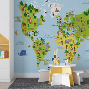 Global Map Wallpaper | Cartoon World Map Wallpaper
