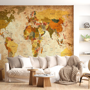World Map Wallpaper | Vintage Style World Map Wallpaper