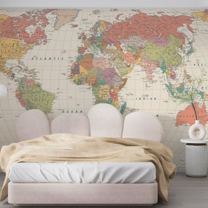 World Map Wallpaper | Political World Map Wall Mural