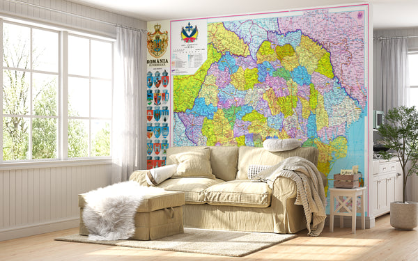 World Map Wallpaper | Romania Physical Map Wallpaper