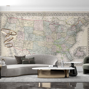 Global Map Wallpaper | Geographical USA Map Wall Mural