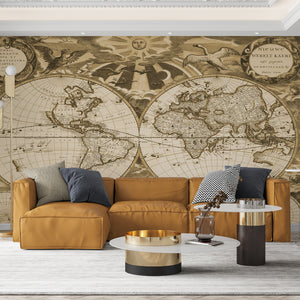 World Map Wallpaper | Retro Map Wall Mural
