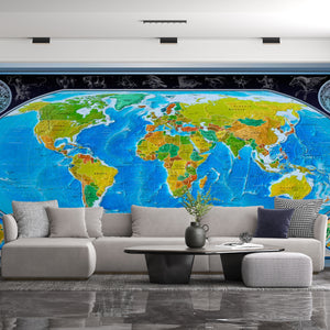 World Map Wallpaper | Physical Political Map Wallpaper