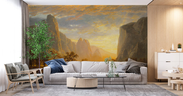 Nature Wallpaper, Non Woven, Golden Sunset Wallpaper, Mountain Wall Mural