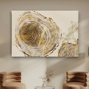 Canvas Wall Art | Gold Tree Rings & Beige Background Canvas Poster