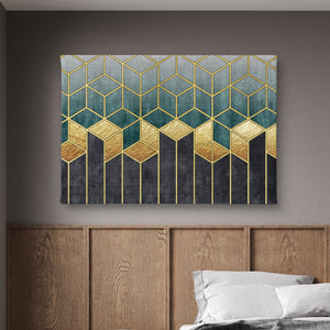 Canvas Wall Art | Modern Gold Geometry Lines Canvas Poster