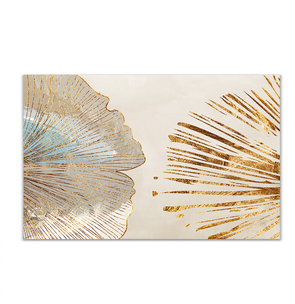 Canvas Wall Art, Abstract Gold Leaf and Beige Background Wall Poster