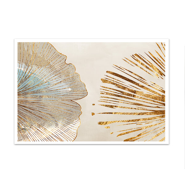 Canvas Wall Art, Abstract Gold Leaf and Beige Background Wall Poster