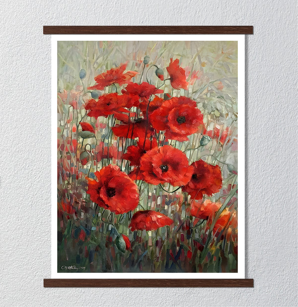 Canvas Wall Art, Red Poppy Flowers, Wall Poster