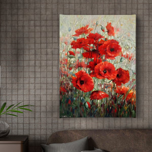 Canvas Wall Art - Red Poppy Flowers