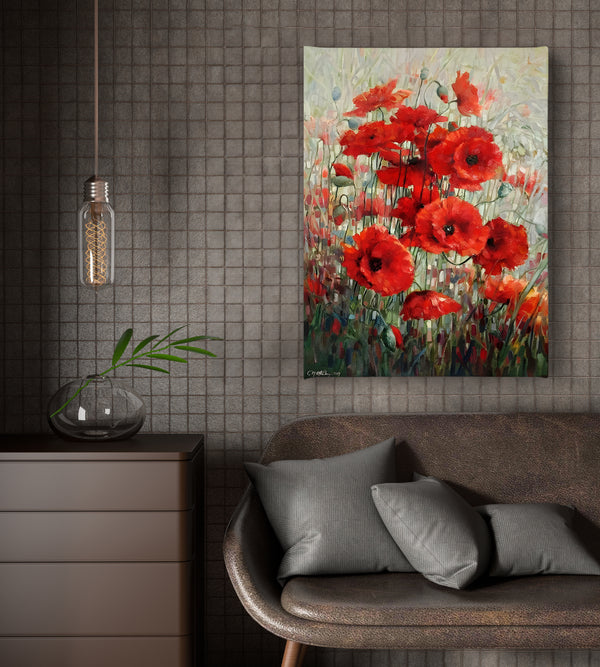 Canvas Wall Art, Red Poppy Flowers, Wall Poster