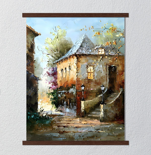 Canvas Wall Art, Oil Painted Old House, Wall Poster